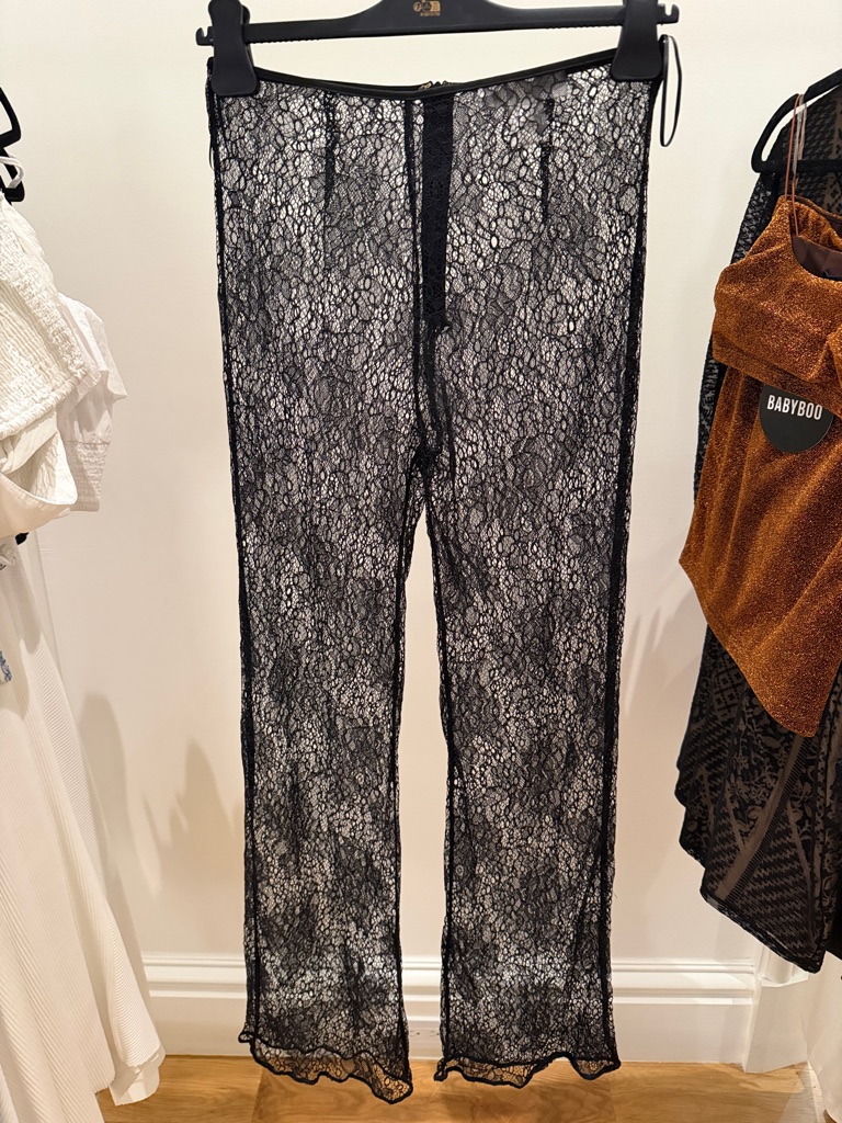 Meshki Black Lace Wide-Leg Pants